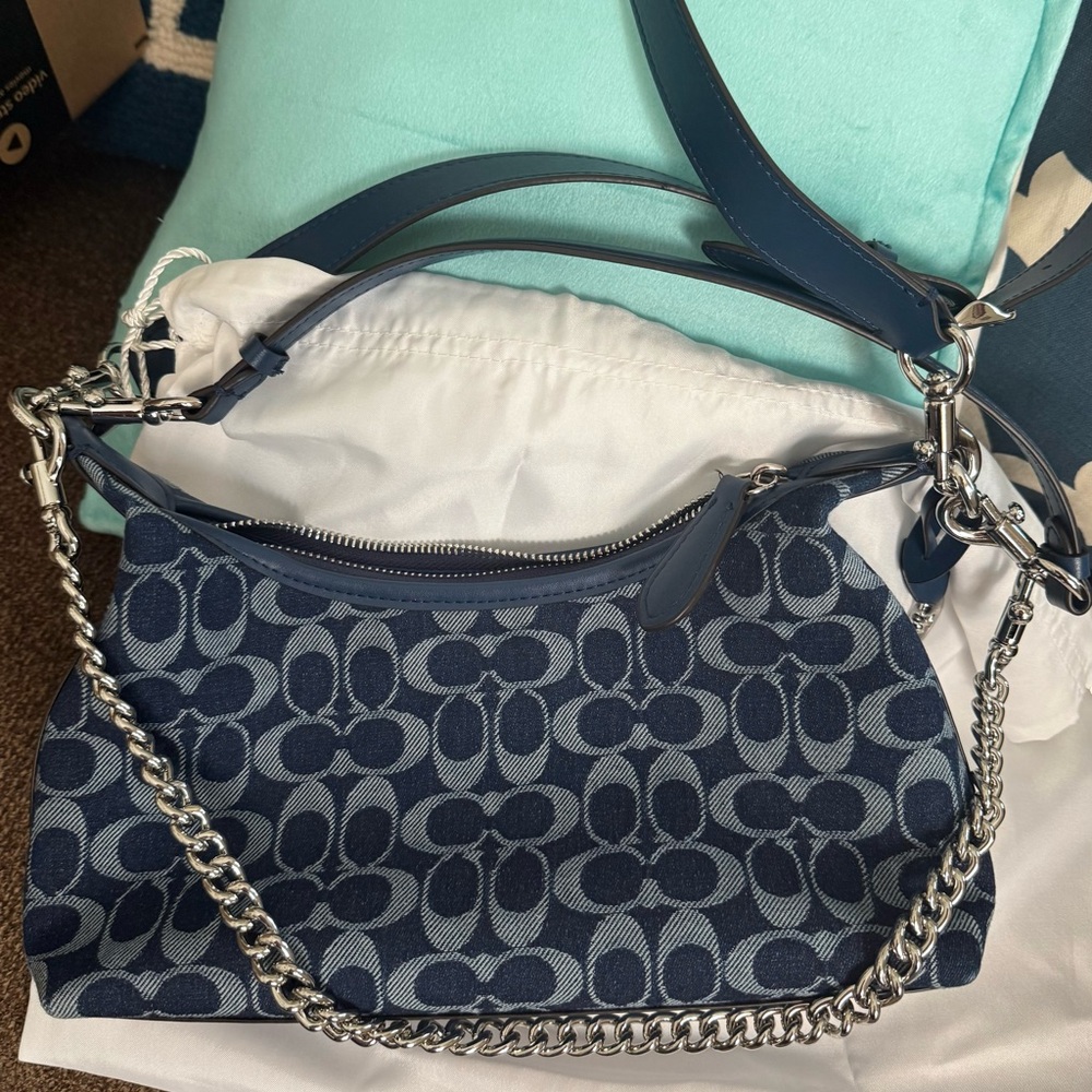 COACH Juliet Shoulder Bag 25 In Signature Denim Deep blue